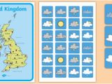 Weather Map for England United Kingdom Weather forecasting Role Play Pack