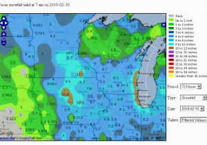 Weather Map for Minnesota Snowfall totals Of February 7 9 2010