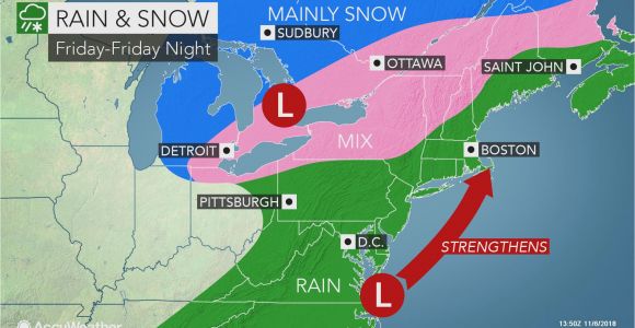 Weather Map for Ohio Stormy Weather to Lash northeast with Rain Wind and Snow at Late Week