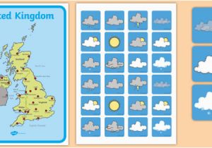 Weather Map Of England United Kingdom Weather forecasting Role Play Pack