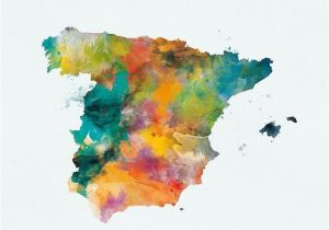 Western Spain Map Spain Photographic Print In 2019 Map Arts Watercolor Map Art