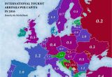 What Countries are In Europe Map International tourist Arrivals Per Capita In Europe Maps