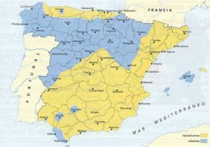 Where is Almeria In Spain Map Territories Controlled by the Two Sides at the Start Of the Spanish