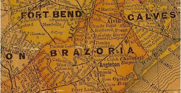 Where is Alvin Texas On the Map Brazoria County and Ft Bend County Texas 1920s Map Texas History