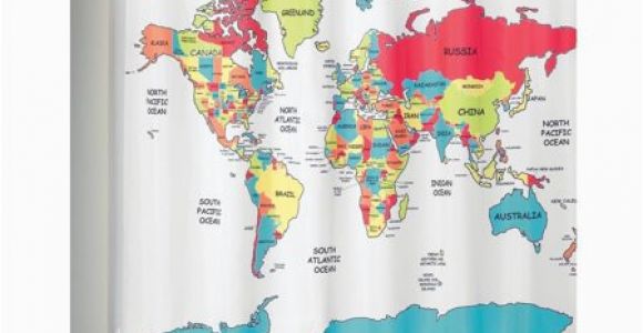 World Map Shower Curtain Canada Interdesign World Map Fabric Polyester Shower Curtain 72 X 72 Bright Multi Color