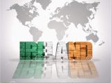 World Map Showing Ireland Word Ireland On A World Map Background Stock Illustration