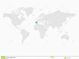 World Map Showing Spain Spain Marked by Blue In Grey World Political Map Vector