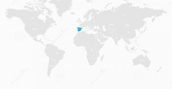 World Map Showing Spain Spain Marked by Blue In Grey World Political Map Vector