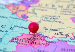 Zurich Switzerland Map Europe Red Pushpin On Map Of Switzerland Stock Photo A C Bigandt